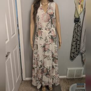 Express floral sleeveless tiered maxi dress